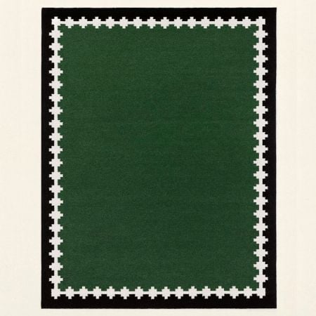 Handmade Green Cotton Minimalist Dhurrie For Living Room